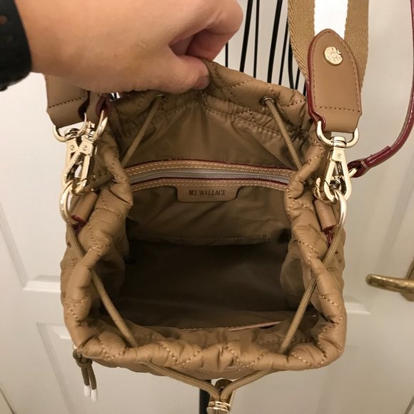 GUC MZ Wallace Tan Crosby Bucket Quilted Crossbody Bag 2 Original Straps - Picture 6 of 7